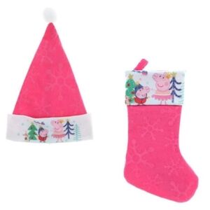 Peppa Pig Festive Pink Hat and Stocking Set